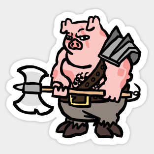 Fantasy Tabletop Piggy Barbarian Cute Sticker